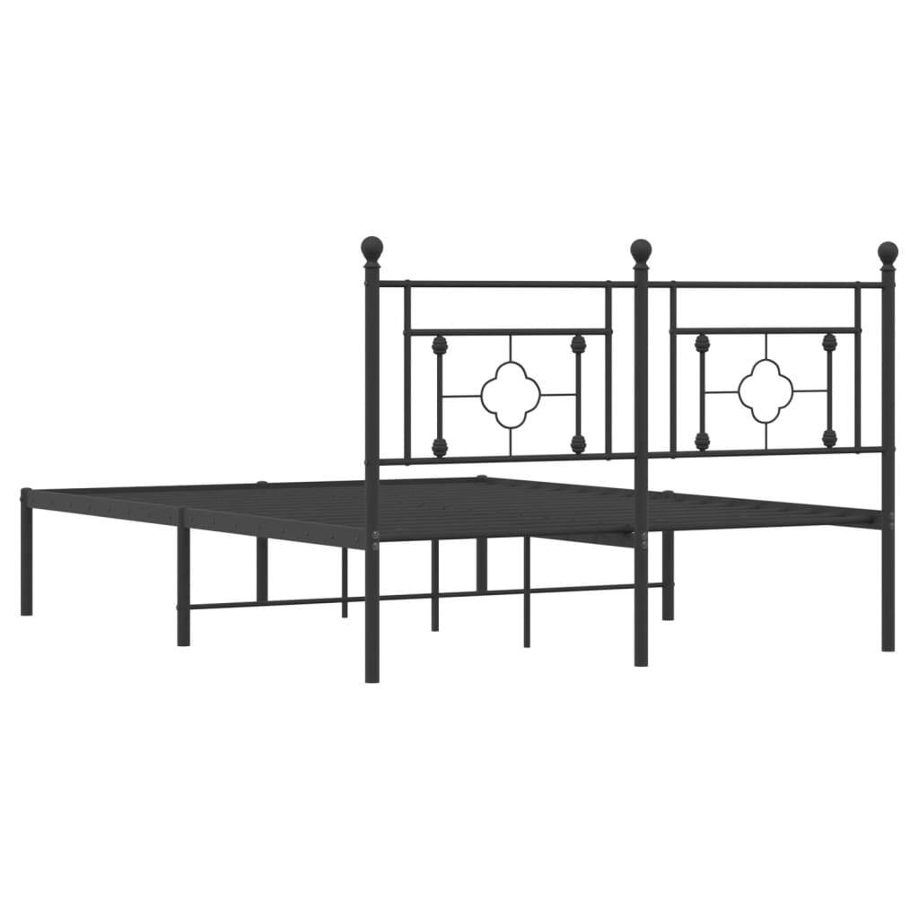 Metal Bed Frame without Mattress with Headboard Black 140x200cm