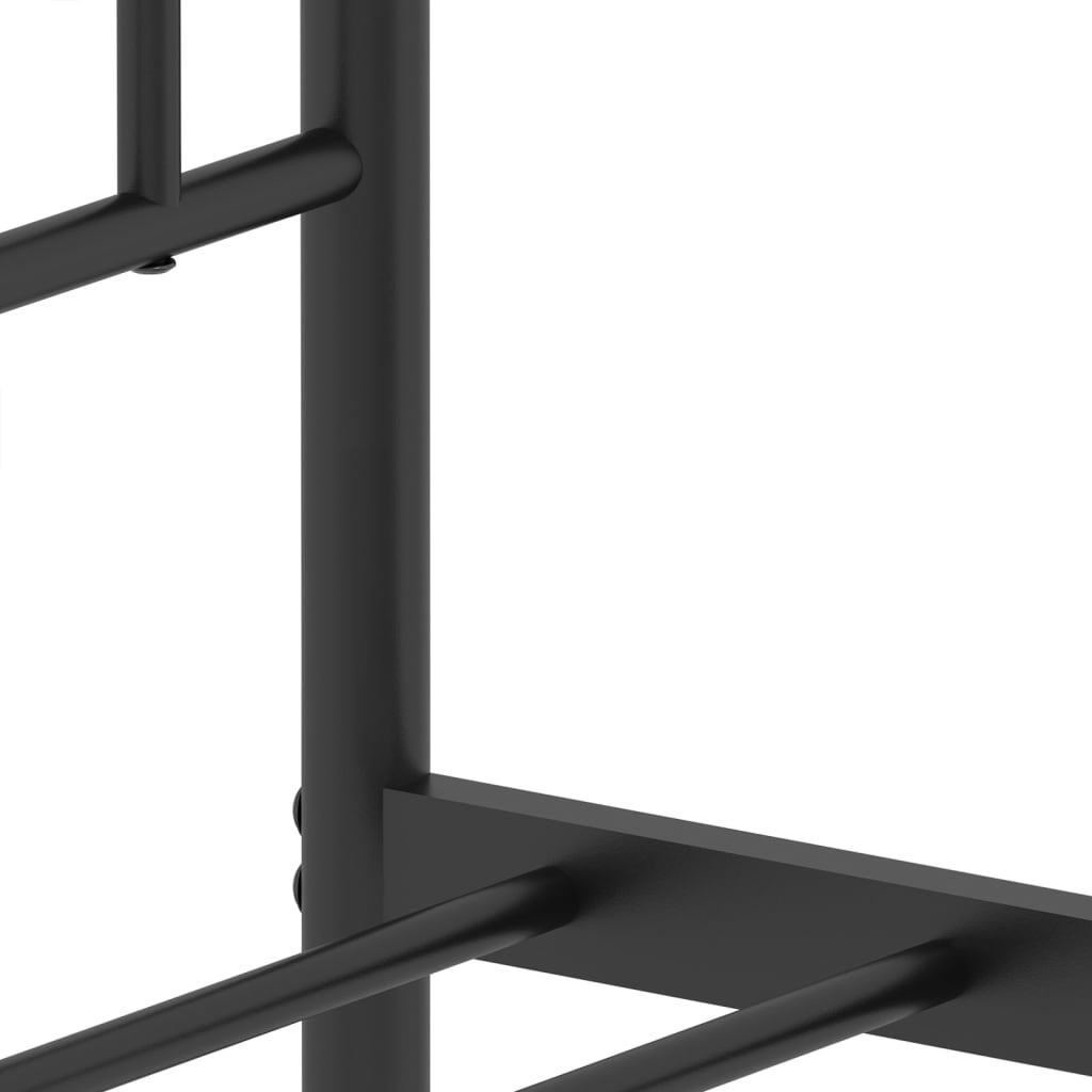 Metal Bed Frame without Mattress with Headboard Black 140x200cm