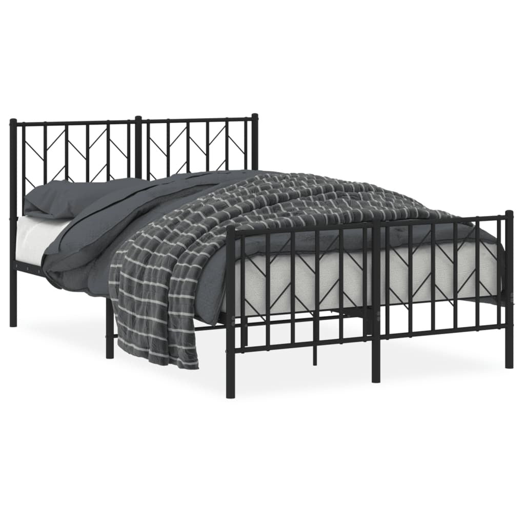 Metal Bed Frame without Mattress with Footboard Black 120x200cm