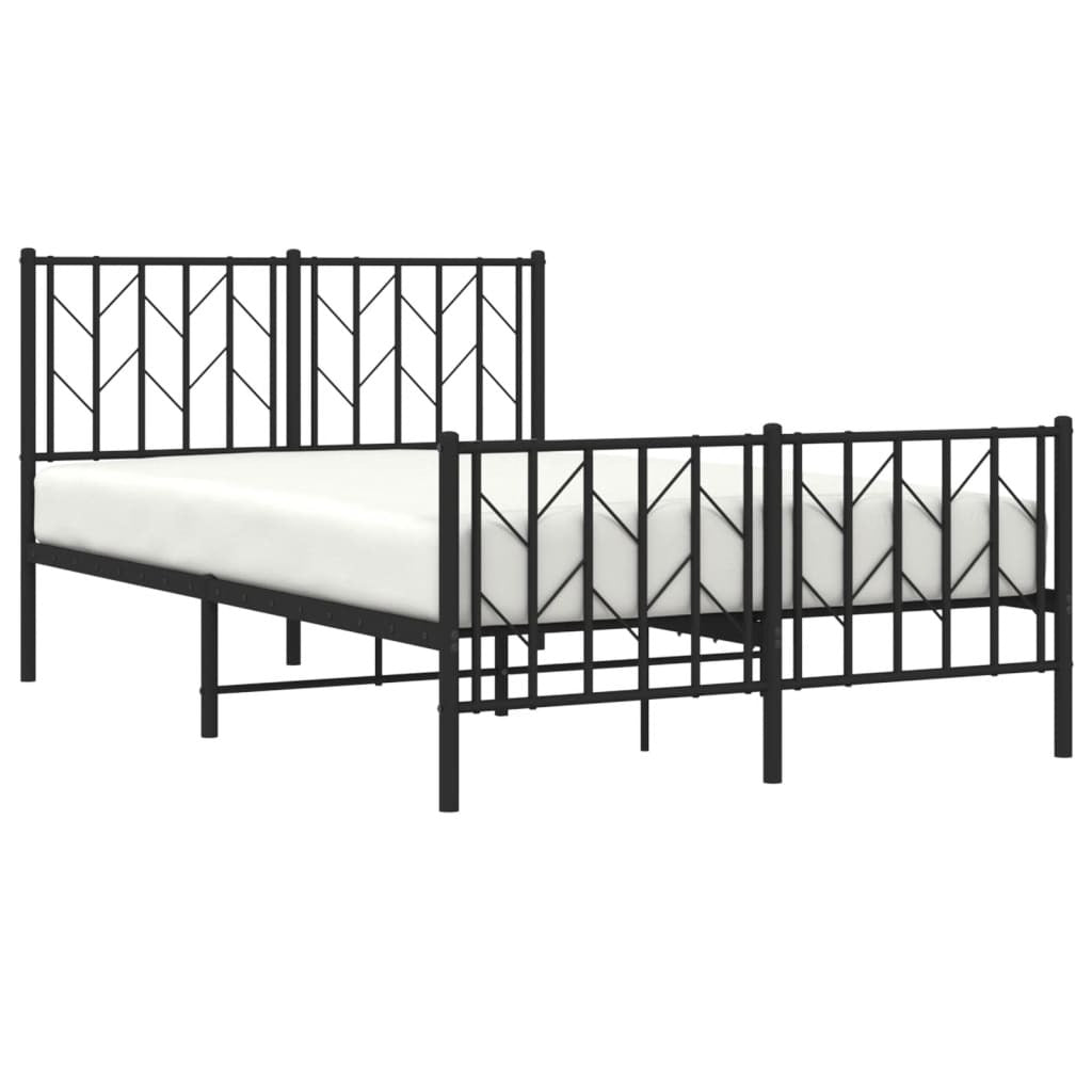 Metal Bed Frame without Mattress with Footboard Black 120x200cm