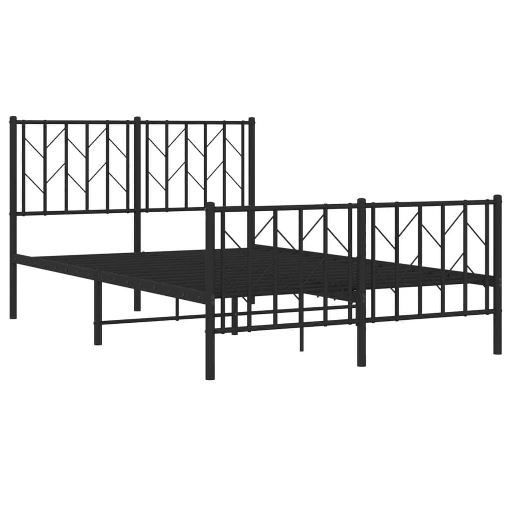 Metal Bed Frame without Mattress with Footboard Black 120x200cm