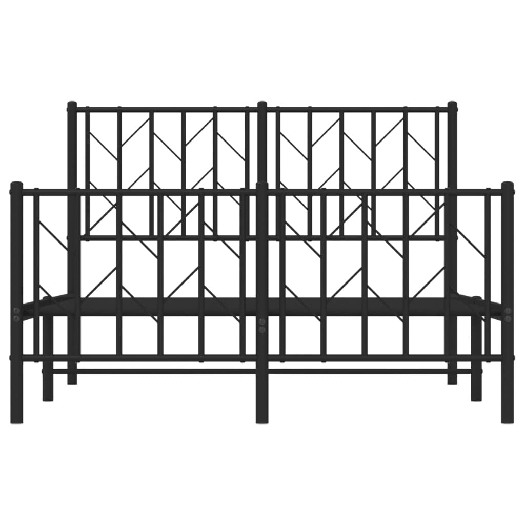 Metal Bed Frame without Mattress with Footboard Black 120x200cm