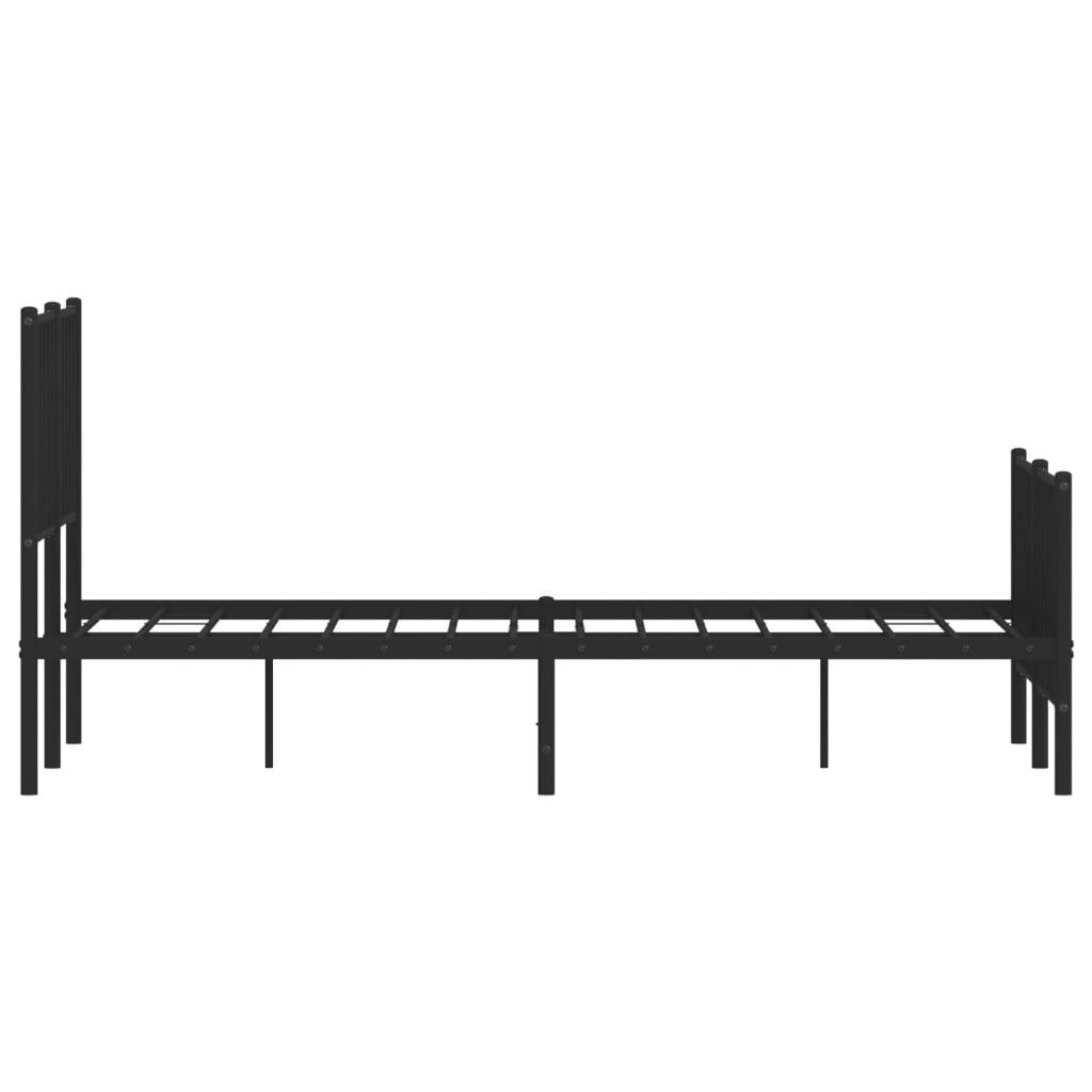 Metal Bed Frame without Mattress with Footboard Black 120x200cm