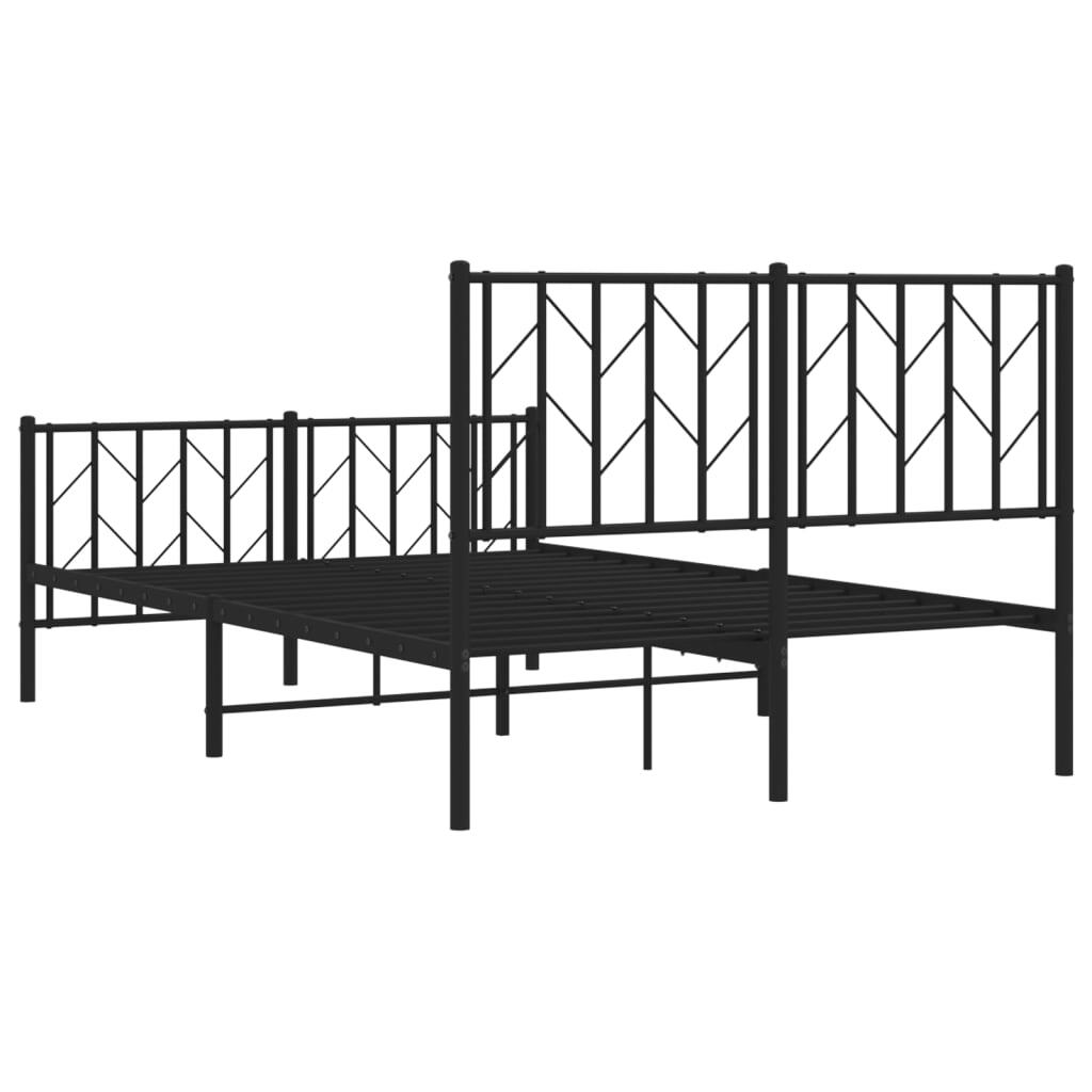 Metal Bed Frame without Mattress with Footboard Black 120x200cm