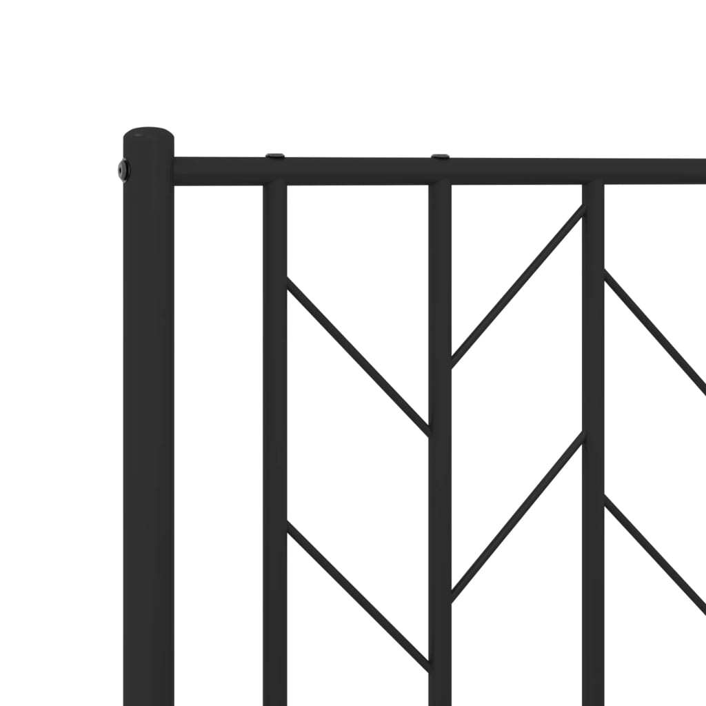 Metal Bed Frame without Mattress with Footboard Black 120x200cm