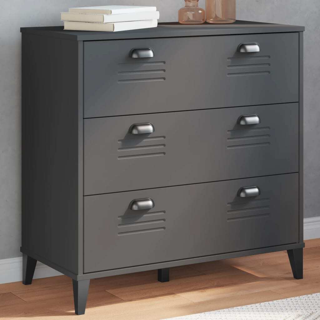 Drawer Cabinet VIKEN Anthracite Grey Solid Wood Pine