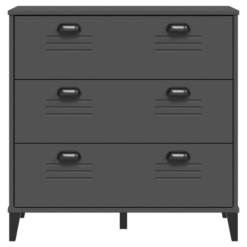 Drawer Cabinet VIKEN Anthracite Grey Solid Wood Pine