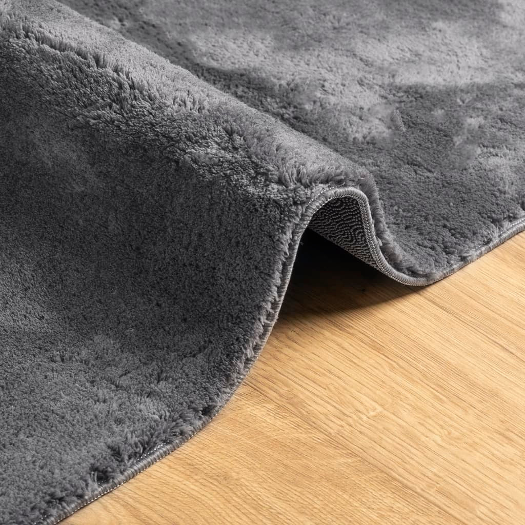 Rug HUARTE Short Pile Soft and Washable Anthracite 200x200 cm