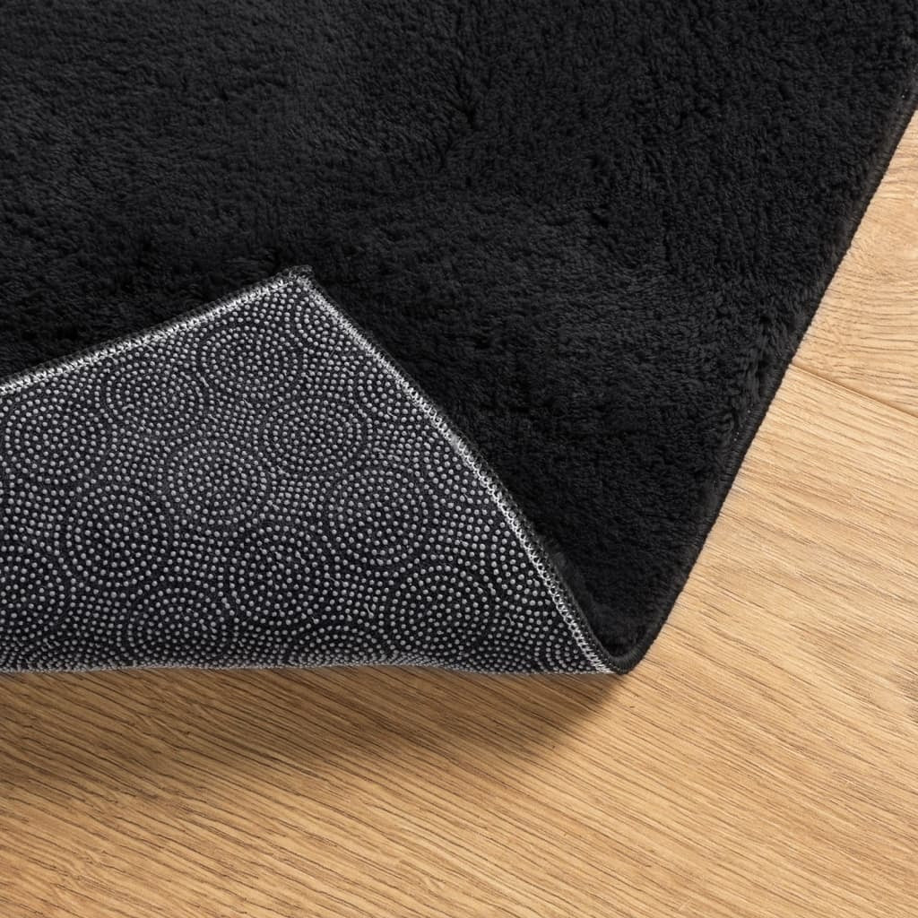 Rug HUARTE Short Pile Soft and Washable Black 160x160 cm