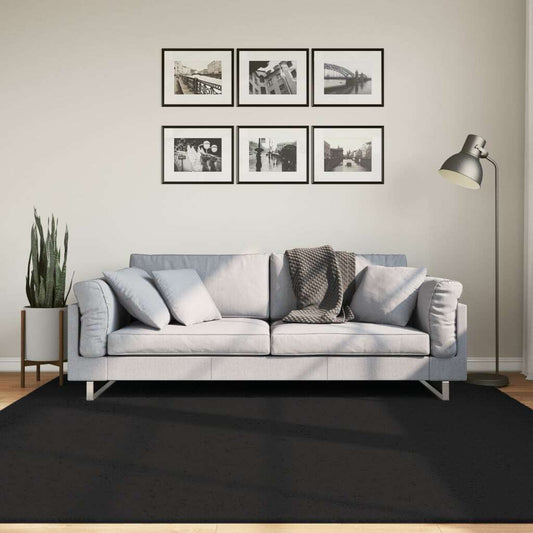 Rug HUARTE Short Pile Soft and Washable Black 200x200 cm