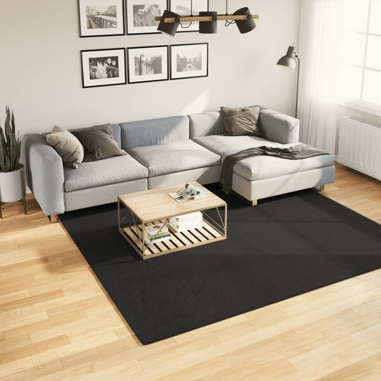 Rug HUARTE Short Pile Soft and Washable Black 240x240 cm