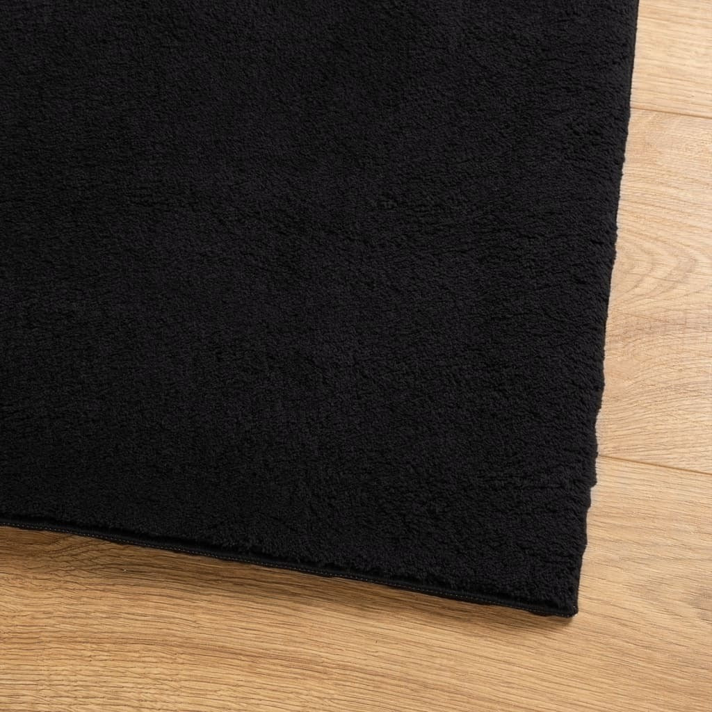 Rug HUARTE Short Pile Soft and Washable Black 240x240 cm