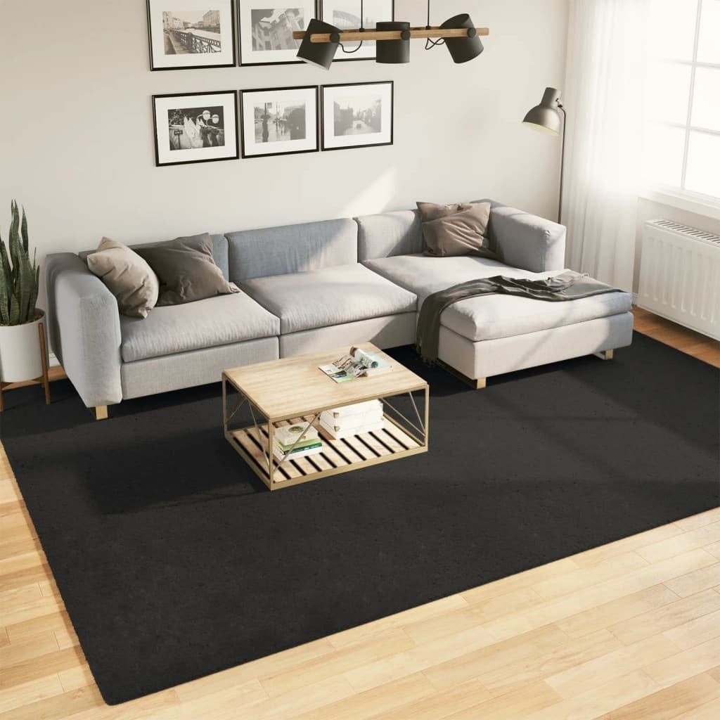 Rug HUARTE Short Pile Soft and Washable Black 240x340 cm