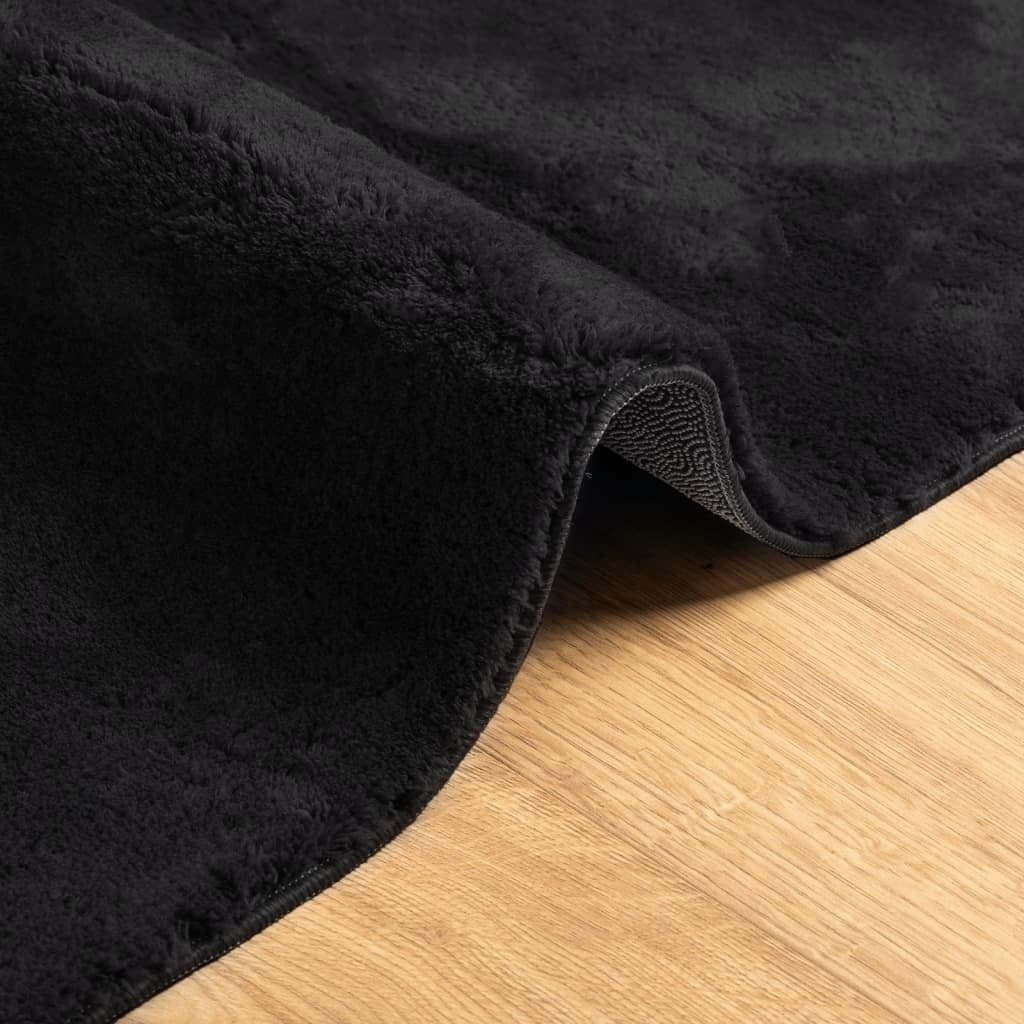 Rug HUARTE Short Pile Soft and Washable Black 240x340 cm