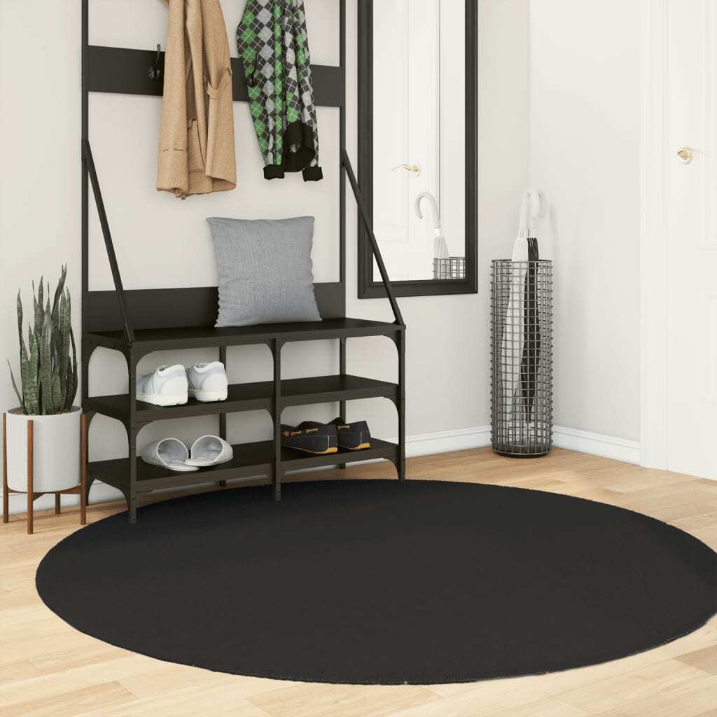 Rug HUARTE Short Pile Soft and Washable Black  160 cm