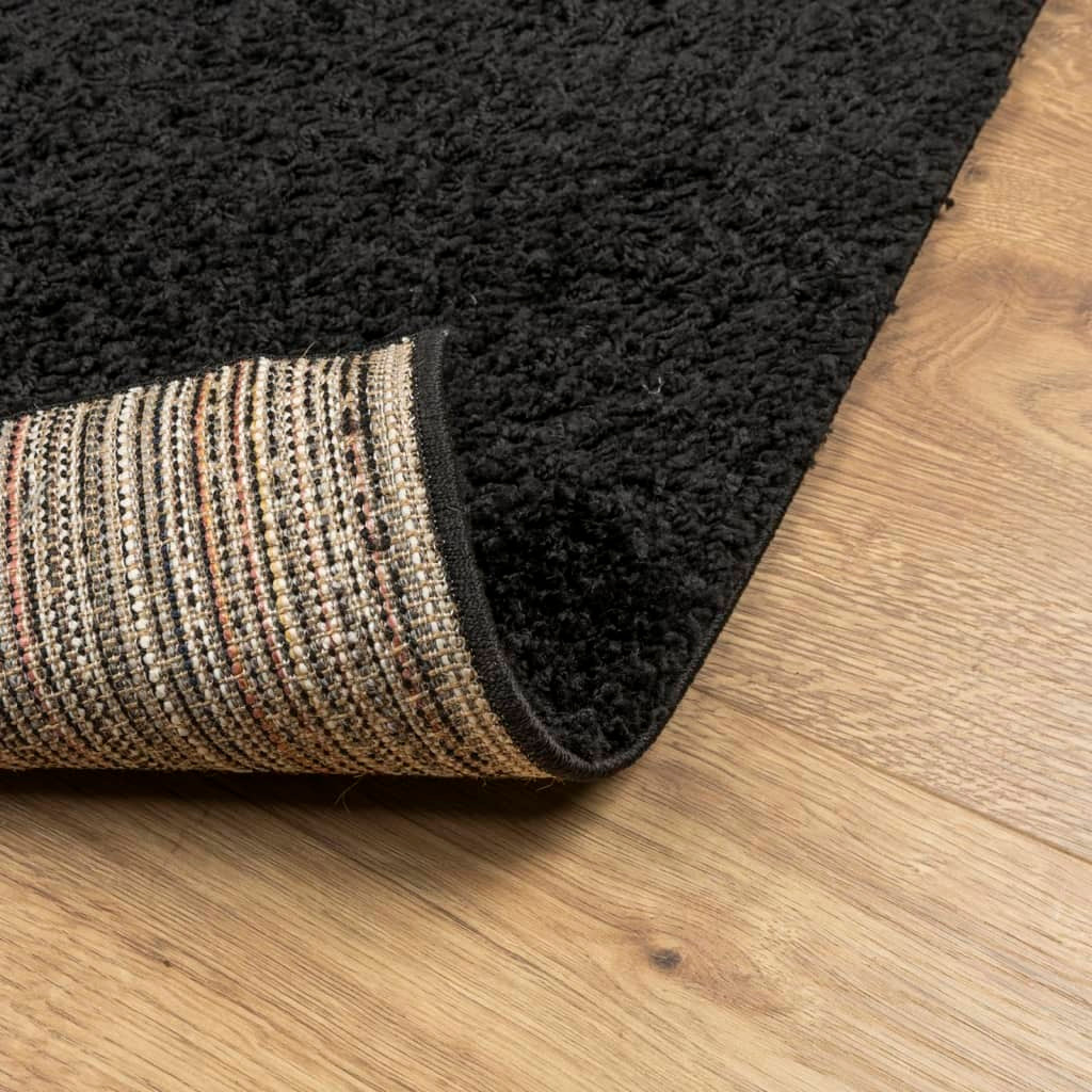 Shaggy Rug PAMPLONA High Pile Modern Black 160x230 cm