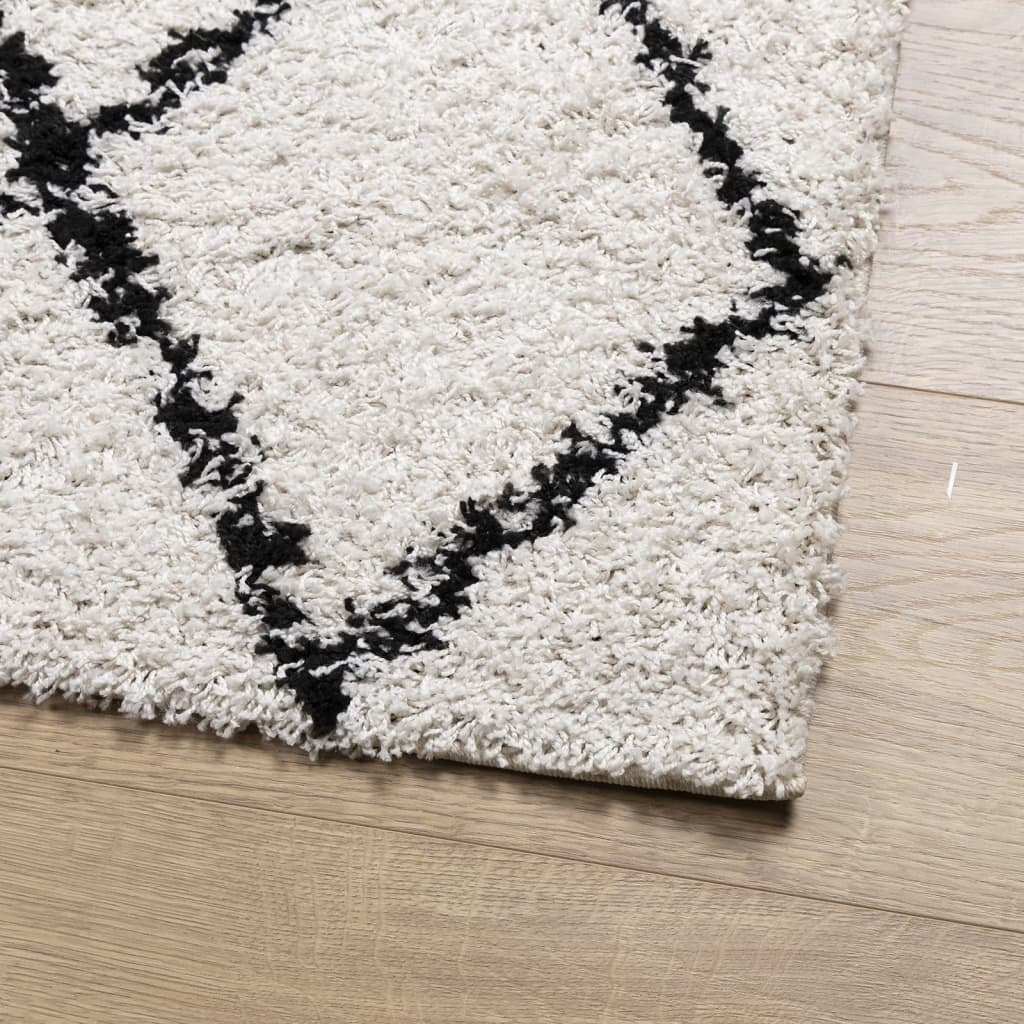 Shaggy Rug PAMPLONA High Pile Modern Cream and Black 200x280 cm