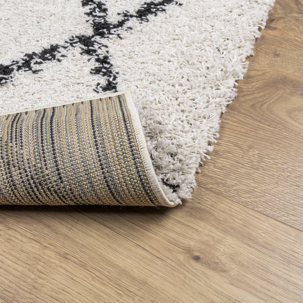 Shaggy Rug PAMPLONA High Pile Modern Cream and Black 200x280 cm