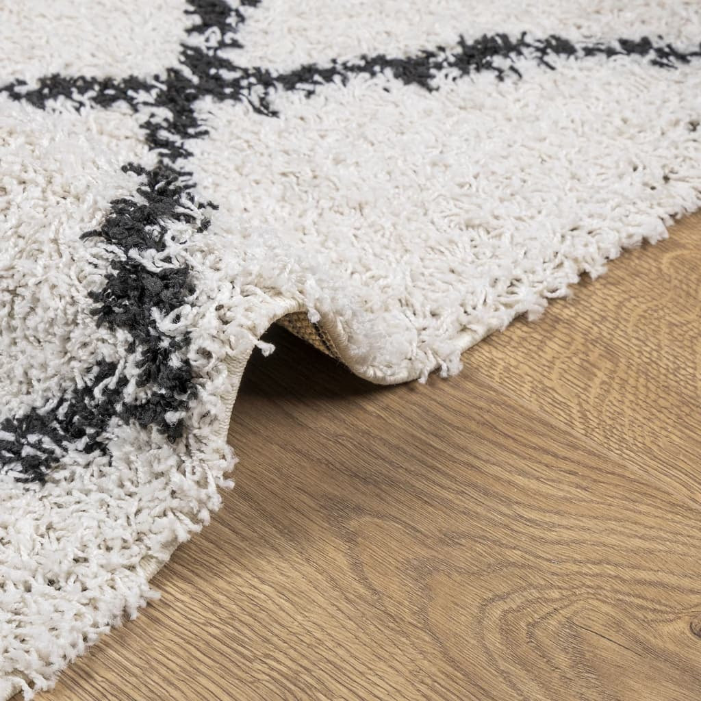 Shaggy Rug PAMPLONA High Pile Modern Cream and Black 200x280 cm