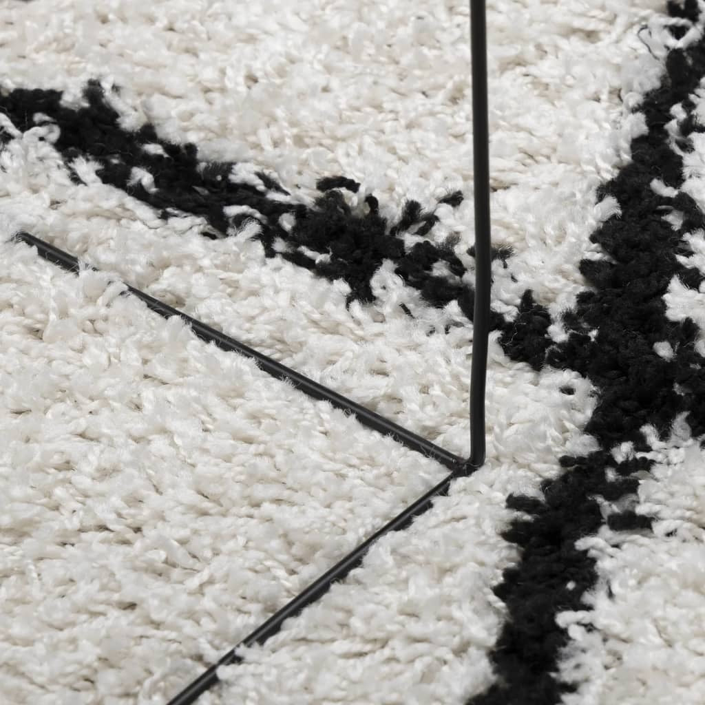 Shaggy Rug PAMPLONA High Pile Modern Cream and Black 200x280 cm