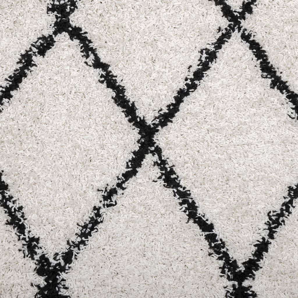 Shaggy Rug PAMPLONA High Pile Modern Cream and Black 200x280 cm