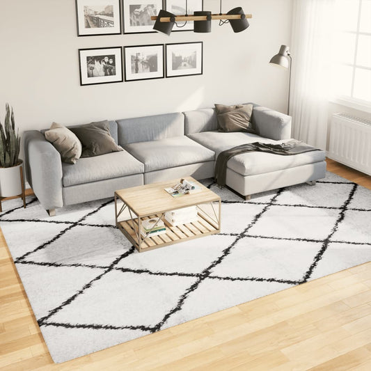 Shaggy Rug PAMPLONA High Pile Modern Cream and Black 240x340 cm