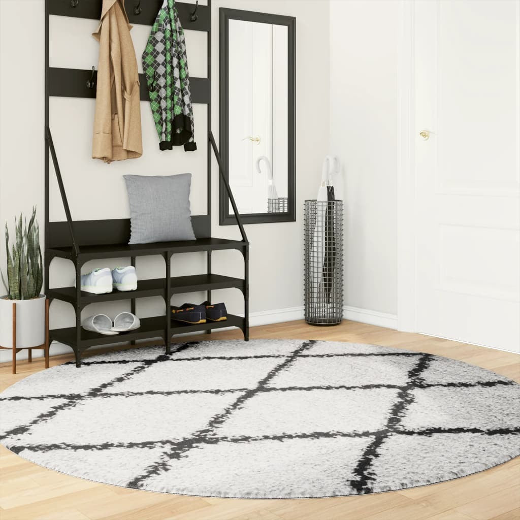 Shaggy Rug PAMPLONA High Pile Modern Cream and Black  200 cm