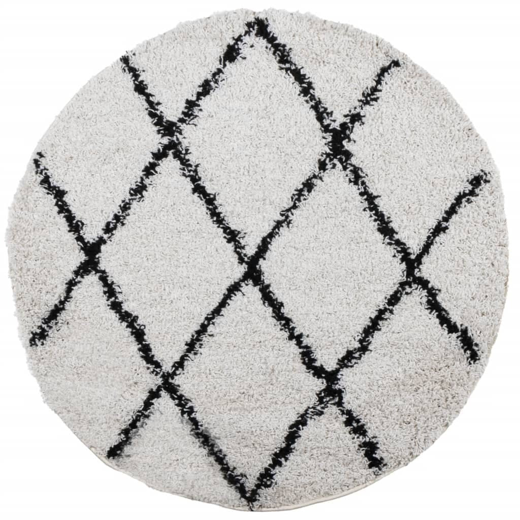 Shaggy Rug PAMPLONA High Pile Modern Cream and Black  200 cm