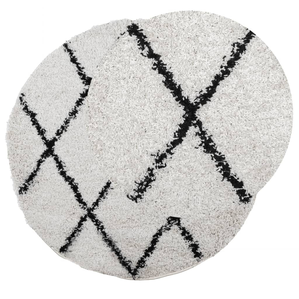 Shaggy Rug PAMPLONA High Pile Modern Cream and Black  200 cm