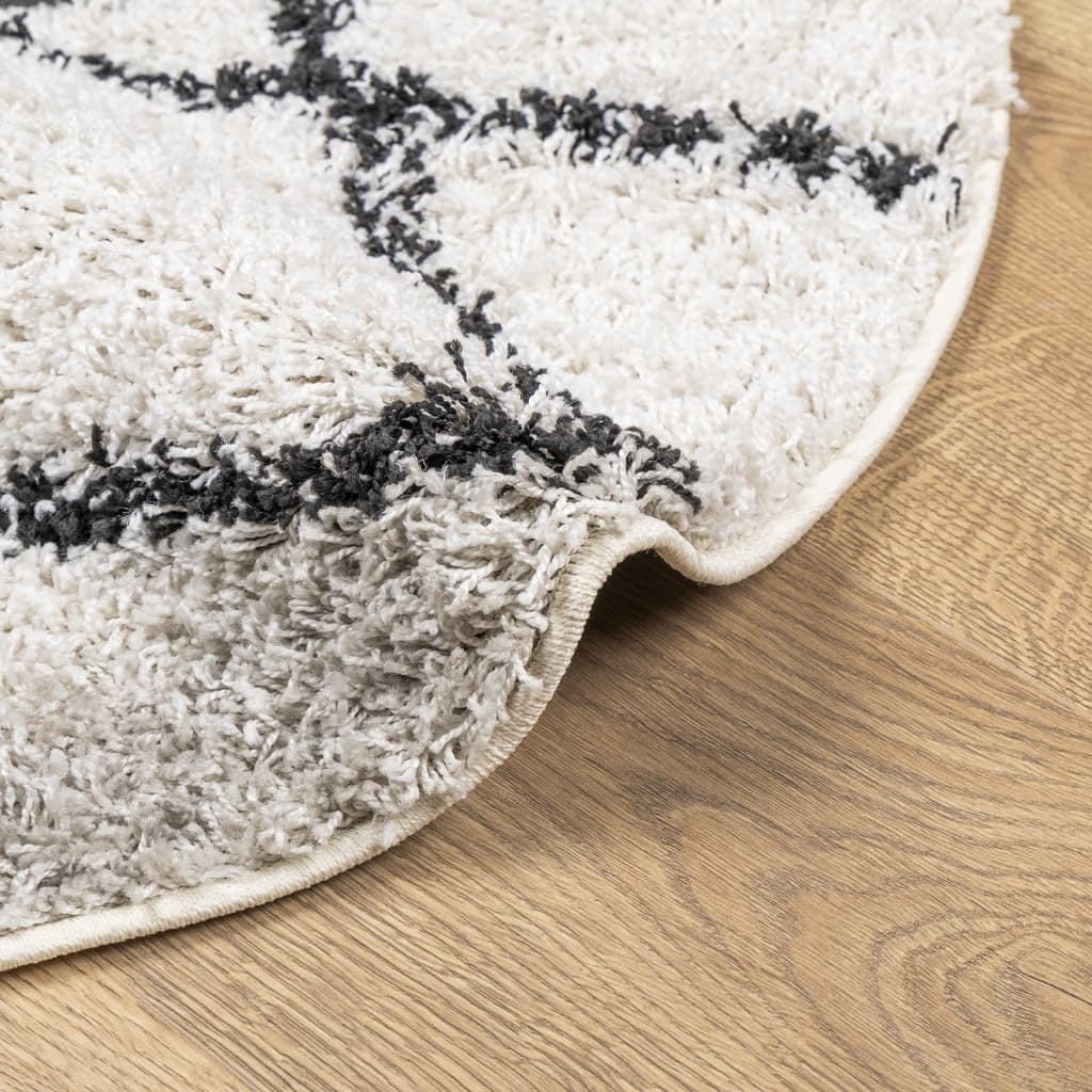 Shaggy Rug PAMPLONA High Pile Modern Cream and Black  200 cm