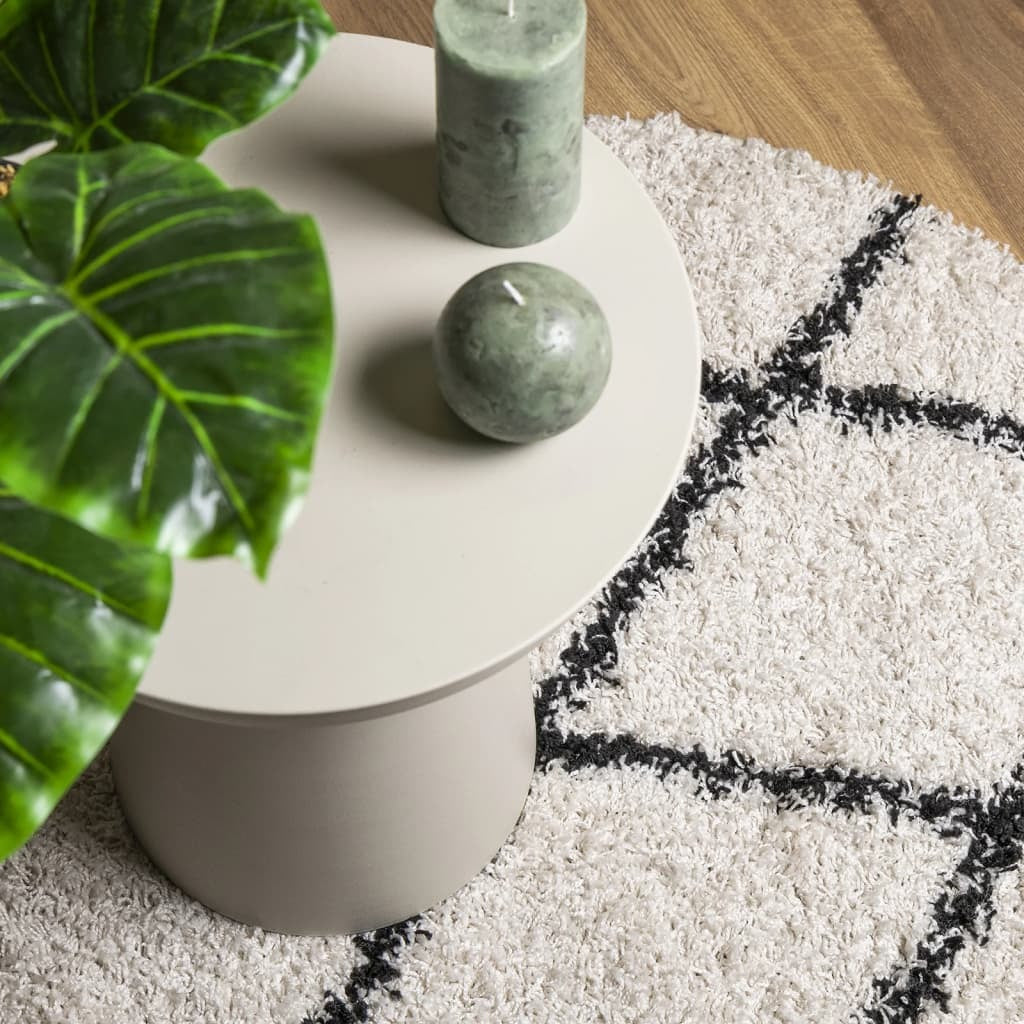 Shaggy Rug PAMPLONA High Pile Modern Cream and Black  200 cm