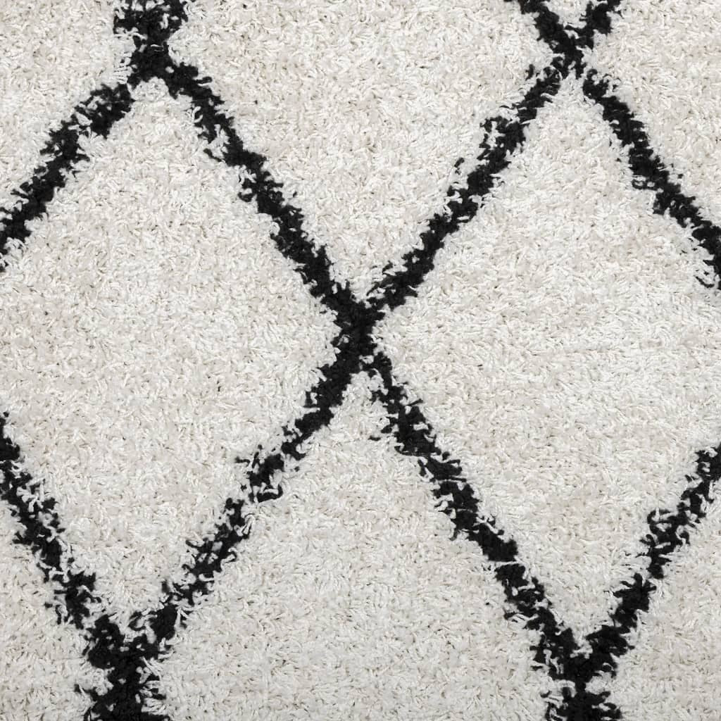 Shaggy Rug PAMPLONA High Pile Modern Cream and Black  200 cm