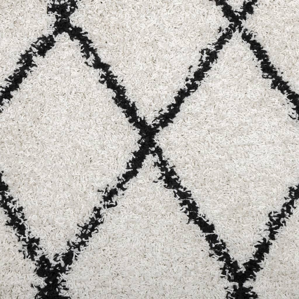 Shaggy Rug PAMPLONA High Pile Modern Cream and Black  240 cm