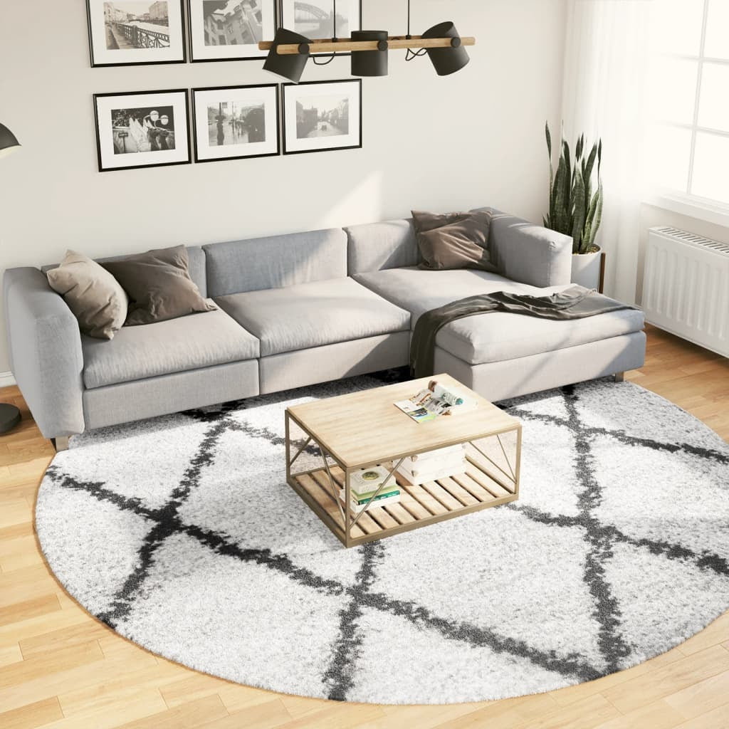 Shaggy Rug PAMPLONA High Pile Modern Cream and Black  280 cm