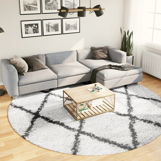 Shaggy Rug PAMPLONA High Pile Modern Cream and Black  280 cm