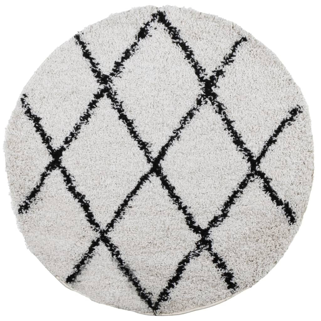 Shaggy Rug PAMPLONA High Pile Modern Cream and Black  280 cm