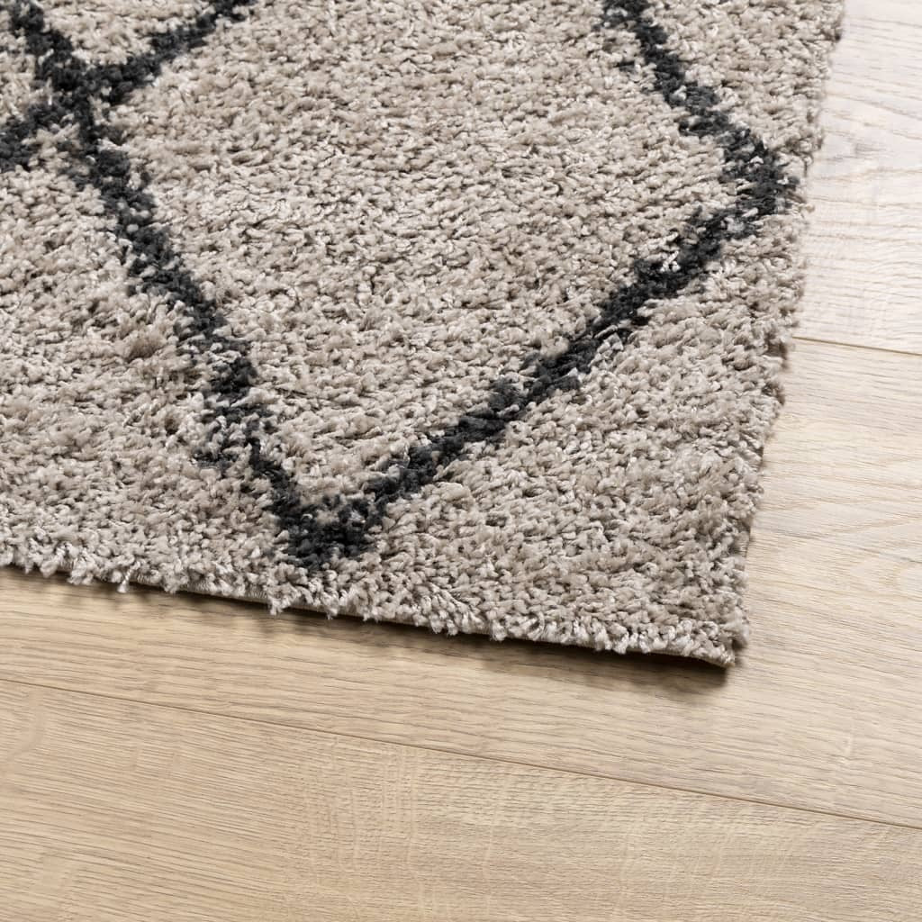 Shaggy Rug PAMPLONA High Pile Modern Beige and Anthracite 160x160 cm