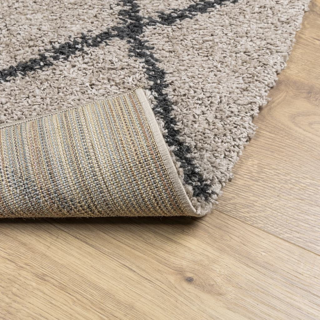 Shaggy Rug PAMPLONA High Pile Modern Beige and Anthracite 160x160 cm