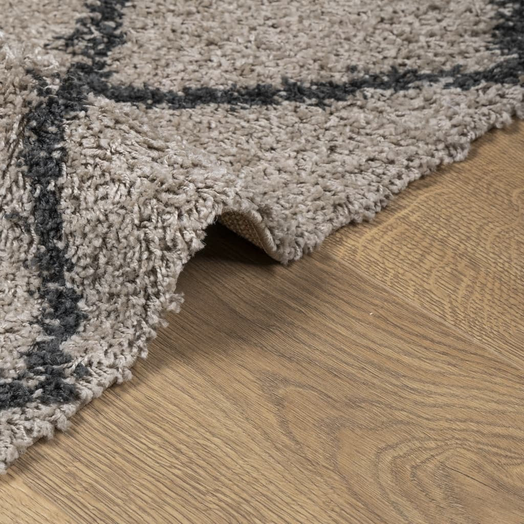 Shaggy Rug PAMPLONA High Pile Modern Beige and Anthracite 160x160 cm