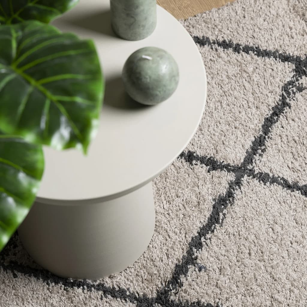 Shaggy Rug PAMPLONA High Pile Modern Beige and Anthracite 160x160 cm