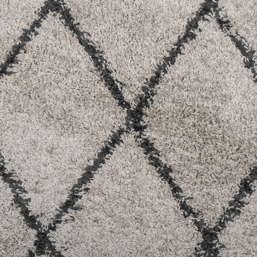 Shaggy Rug PAMPLONA High Pile Modern Beige and Anthracite 160x160 cm