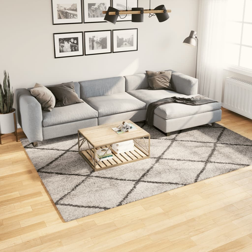 Shaggy Rug PAMPLONA High Pile Modern Beige and Anthracite 200x280 cm