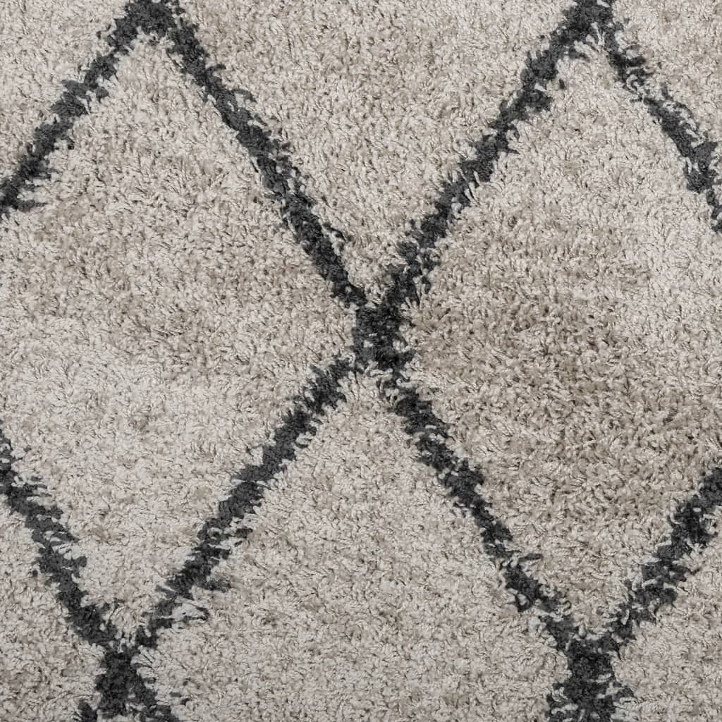 Shaggy Rug PAMPLONA High Pile Modern Beige and Anthracite 200x280 cm