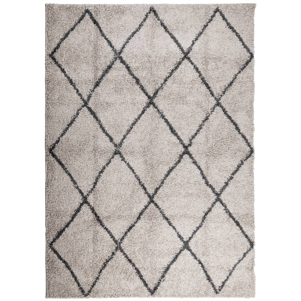 Shaggy Rug PAMPLONA High Pile Modern Beige and Anthracite 240x340 cm