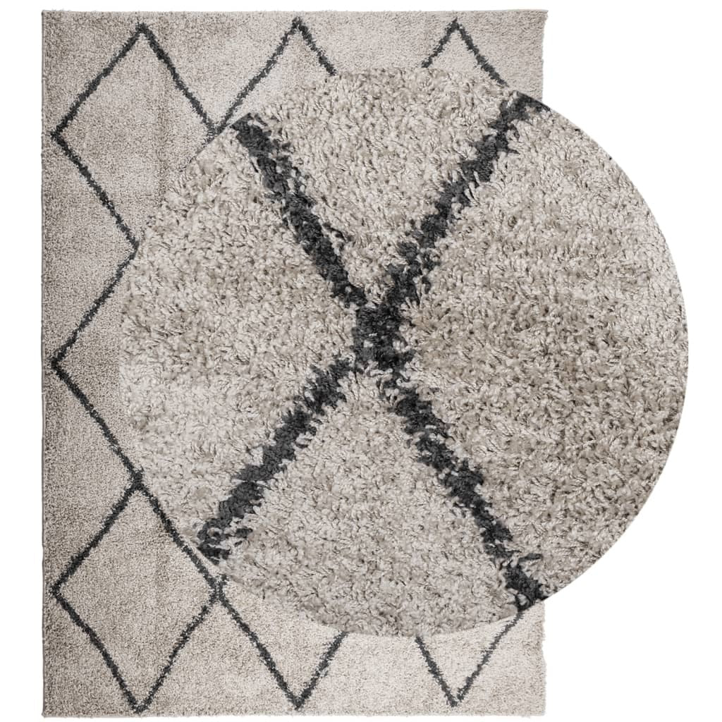 Shaggy Rug PAMPLONA High Pile Modern Beige and Anthracite 240x340 cm