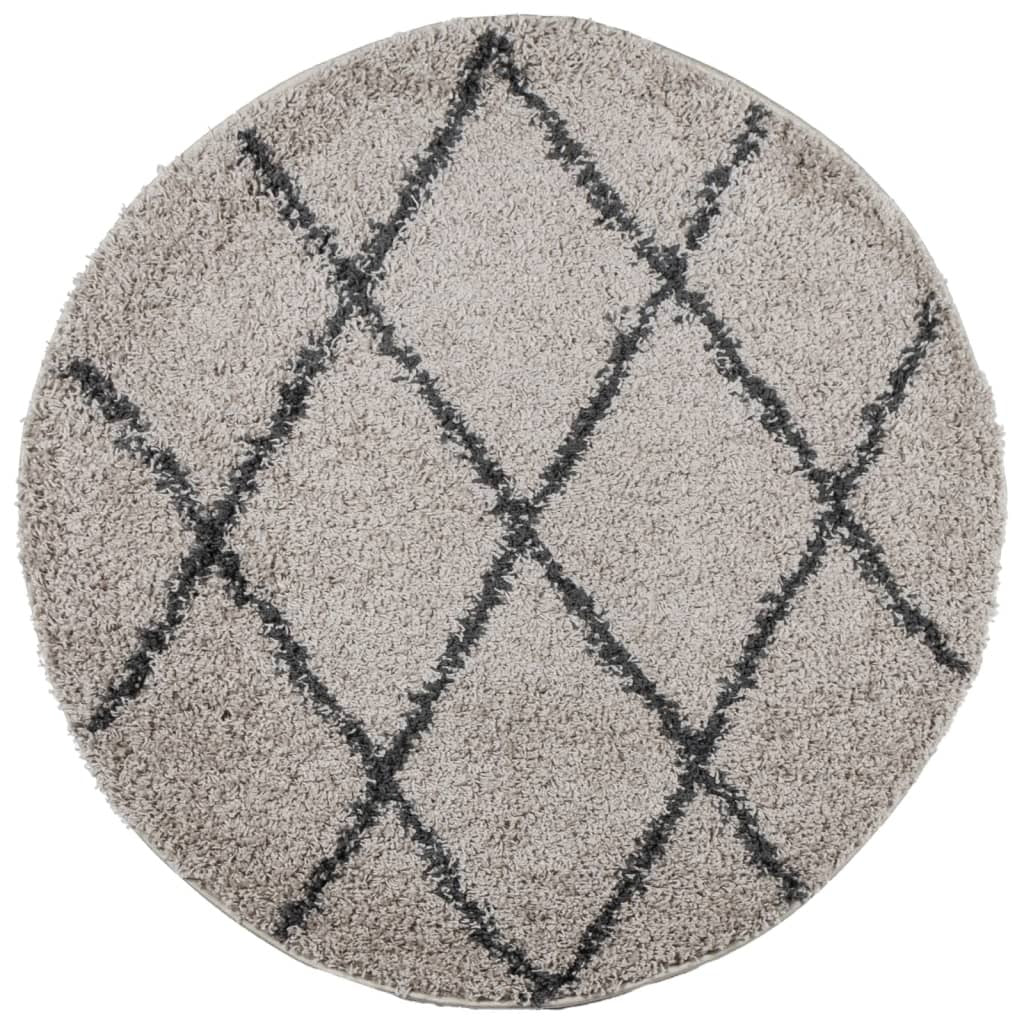 Shaggy Rug PAMPLONA High Pile Modern Beige and Anthracite  120 cm