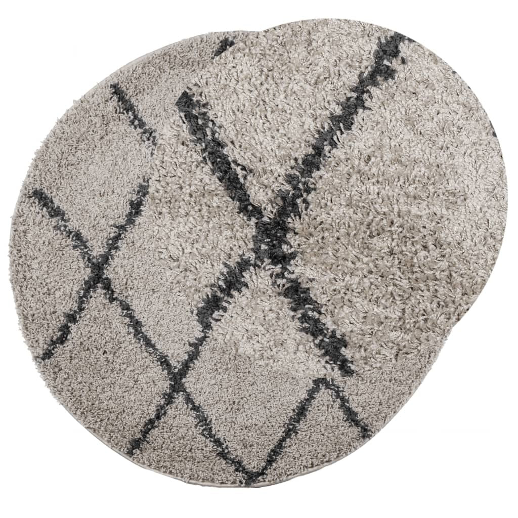 Shaggy Rug PAMPLONA High Pile Modern Beige and Anthracite  120 cm