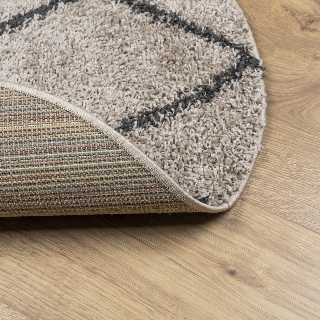 Shaggy Rug PAMPLONA High Pile Modern Beige and Anthracite  120 cm