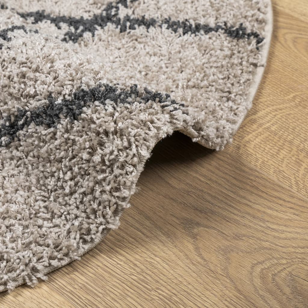 Shaggy Rug PAMPLONA High Pile Modern Beige and Anthracite  120 cm