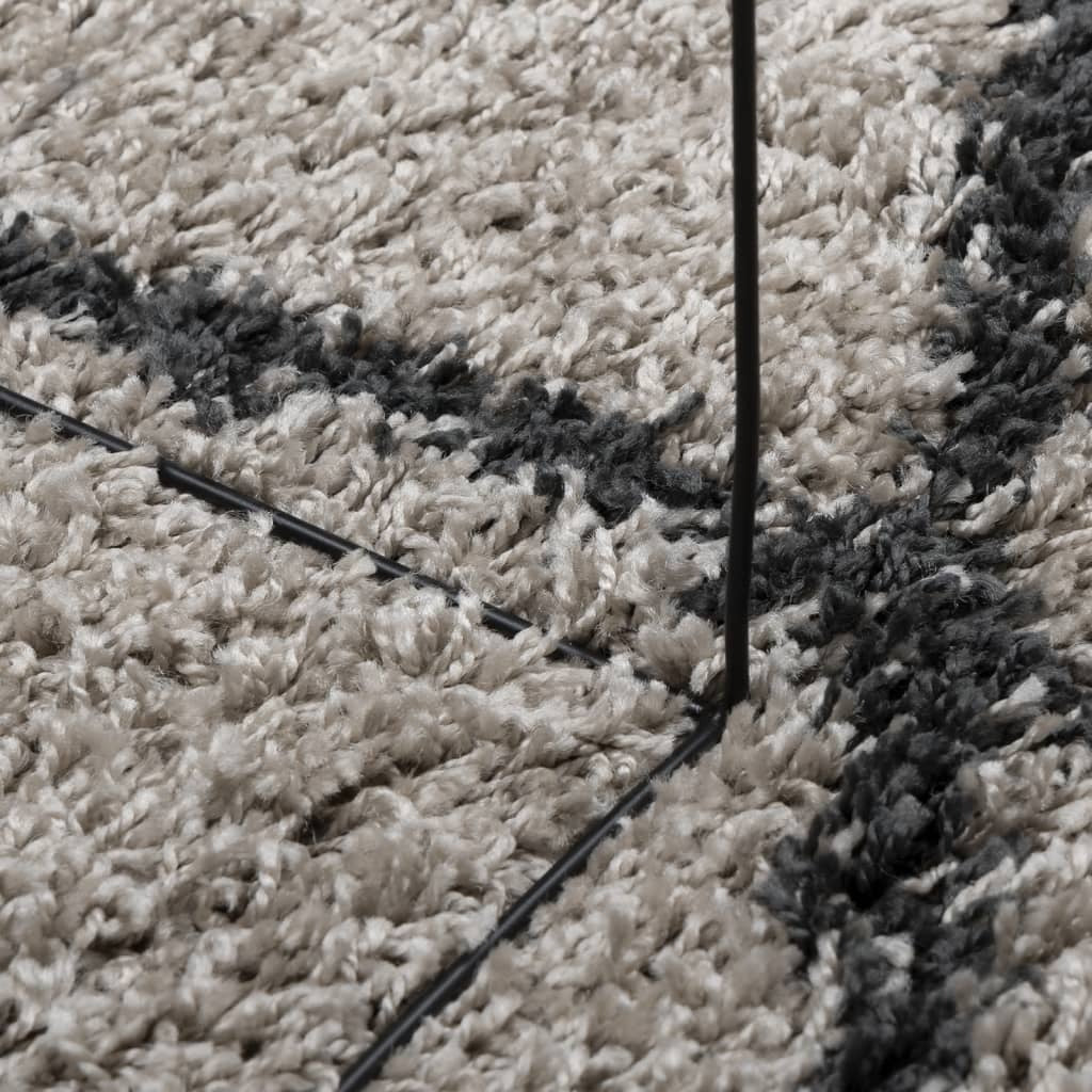 Shaggy Rug PAMPLONA High Pile Modern Beige and Anthracite  120 cm